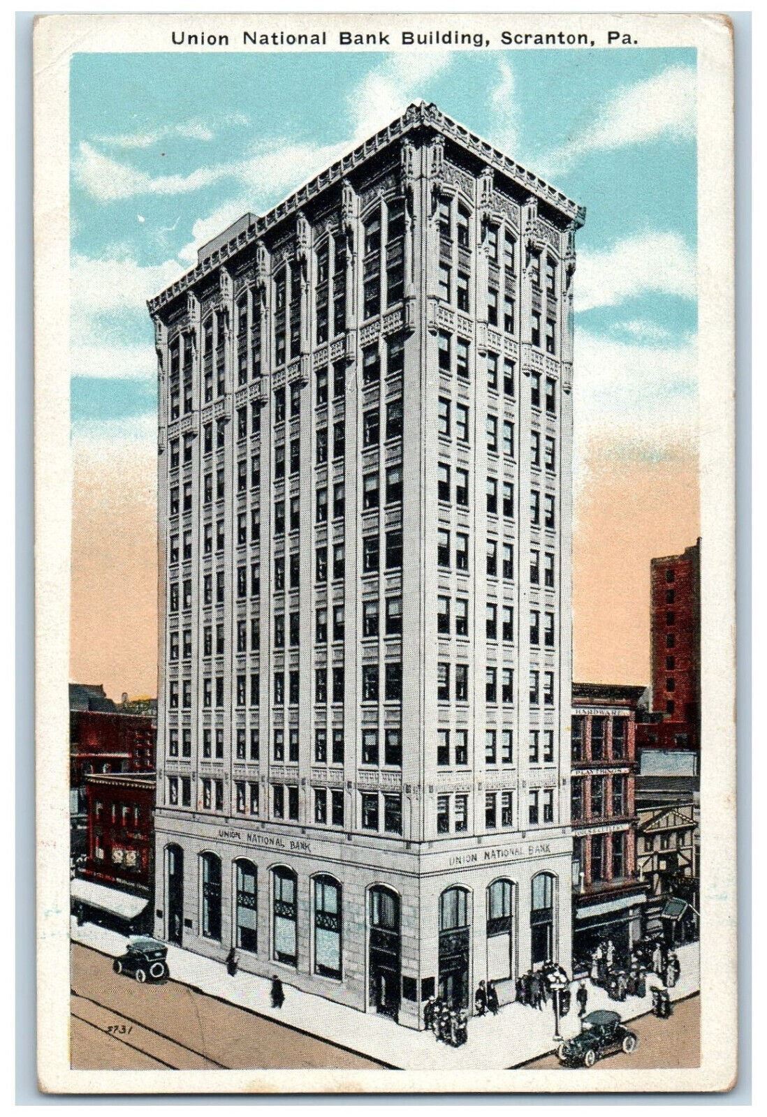 c1920's Union National Bank Building, Scranton Pennsylvania PA Unposted Postcard