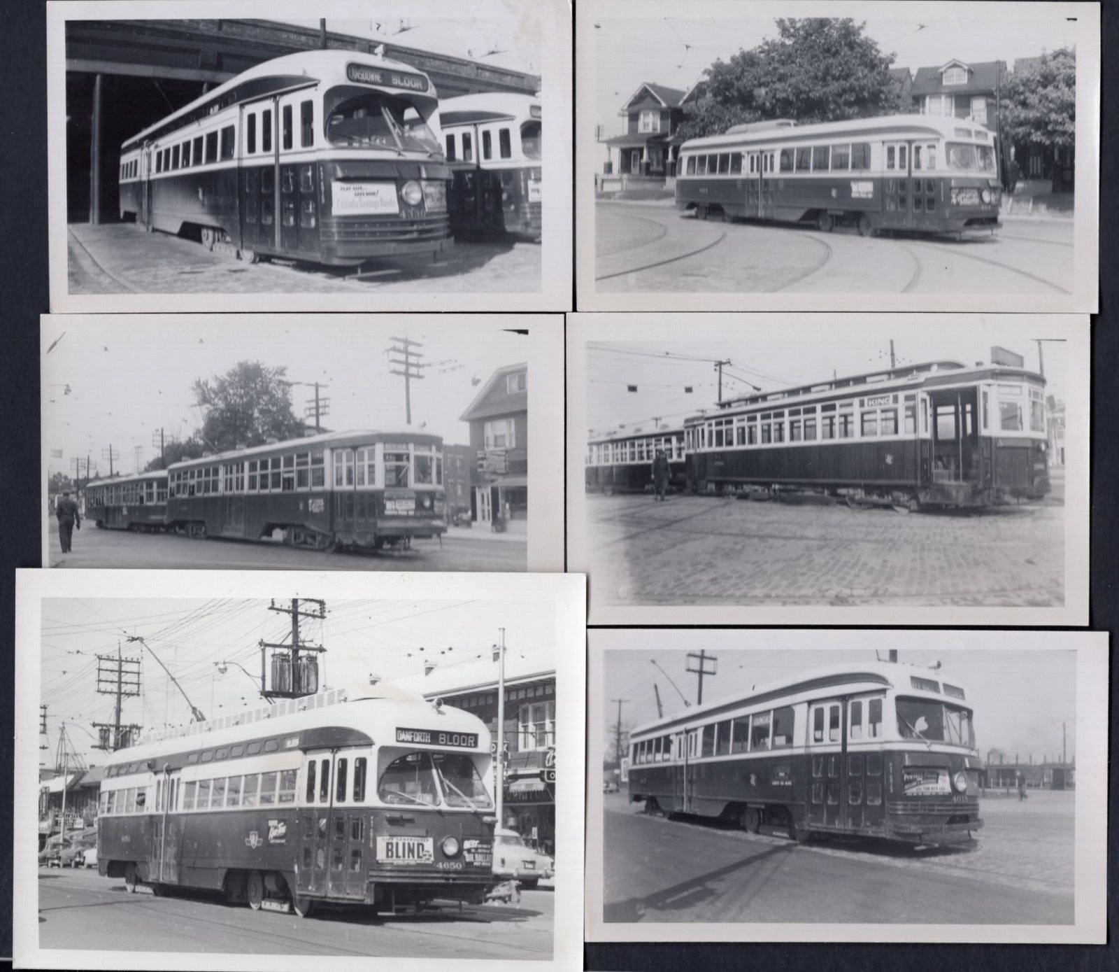 CANADA Toronto TTC 1950s Tram Photos, Lot of (6). Advertising. Public Transit