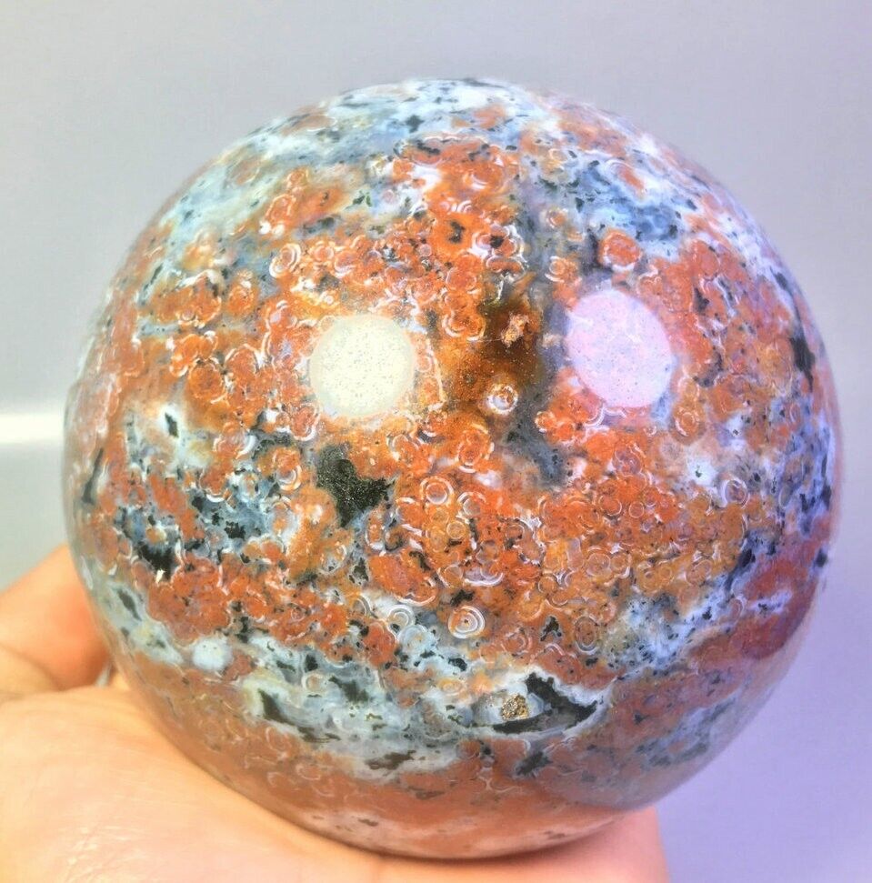2.81lb Natural Polished Ocean Jasper Agate Quartz Crystal Sphere Ball Stone