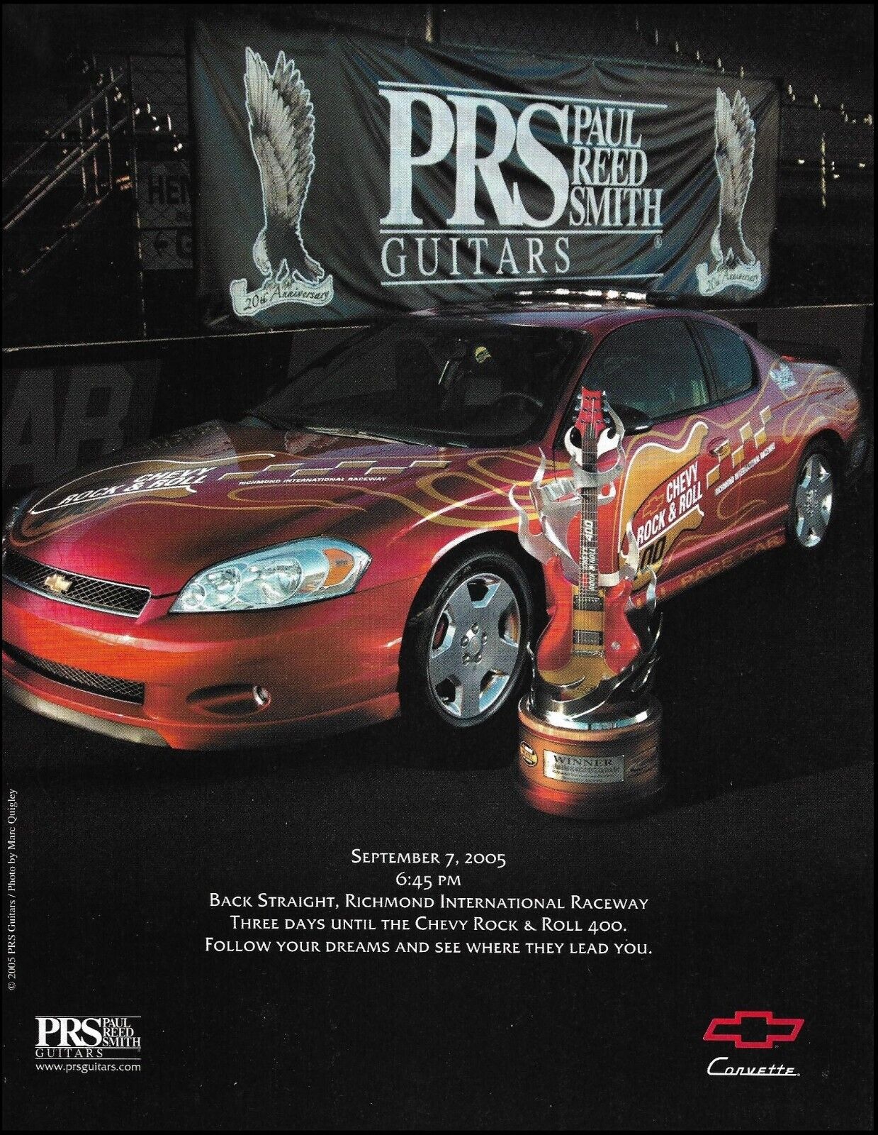NASCAR 2005 Chevy Rock & Roll 400 PRS Corvette Pace Car advertisement ad print