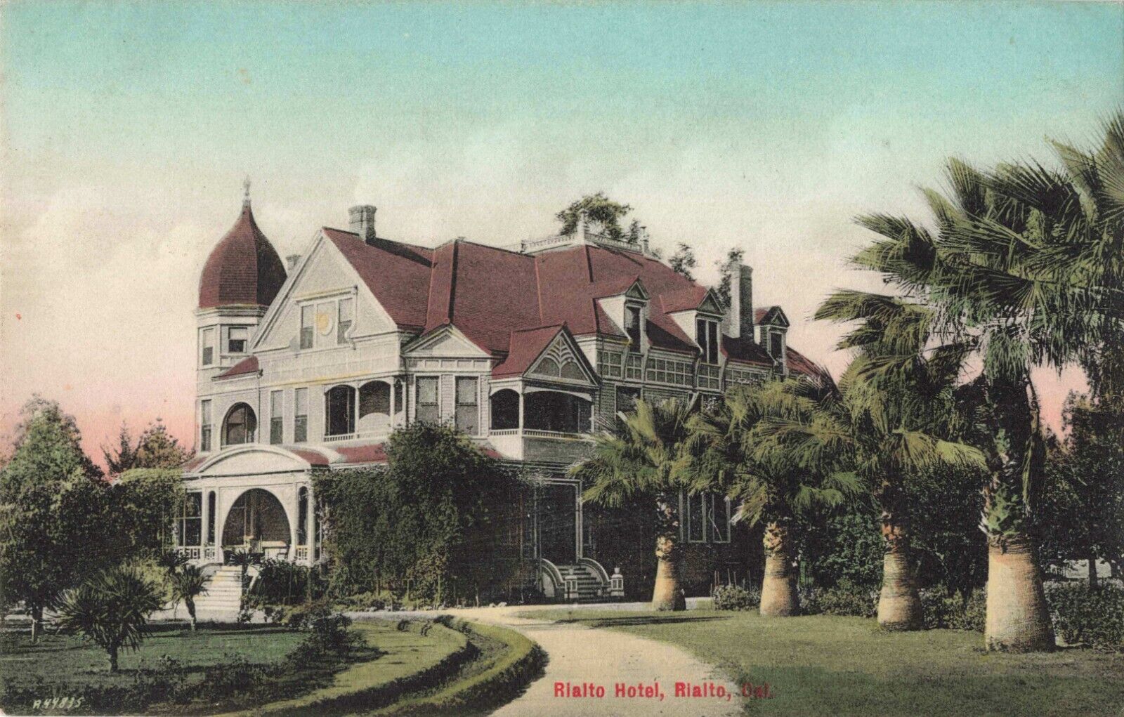 Rialto Hotel, Rialto, California CA - c1910 Vintage Postcard