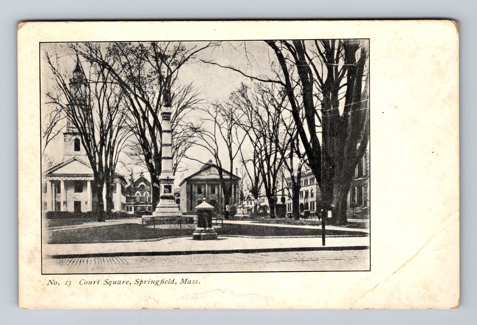 Springfield MA-Massachusetts, Scenic View Court Square, Vintage Postcard