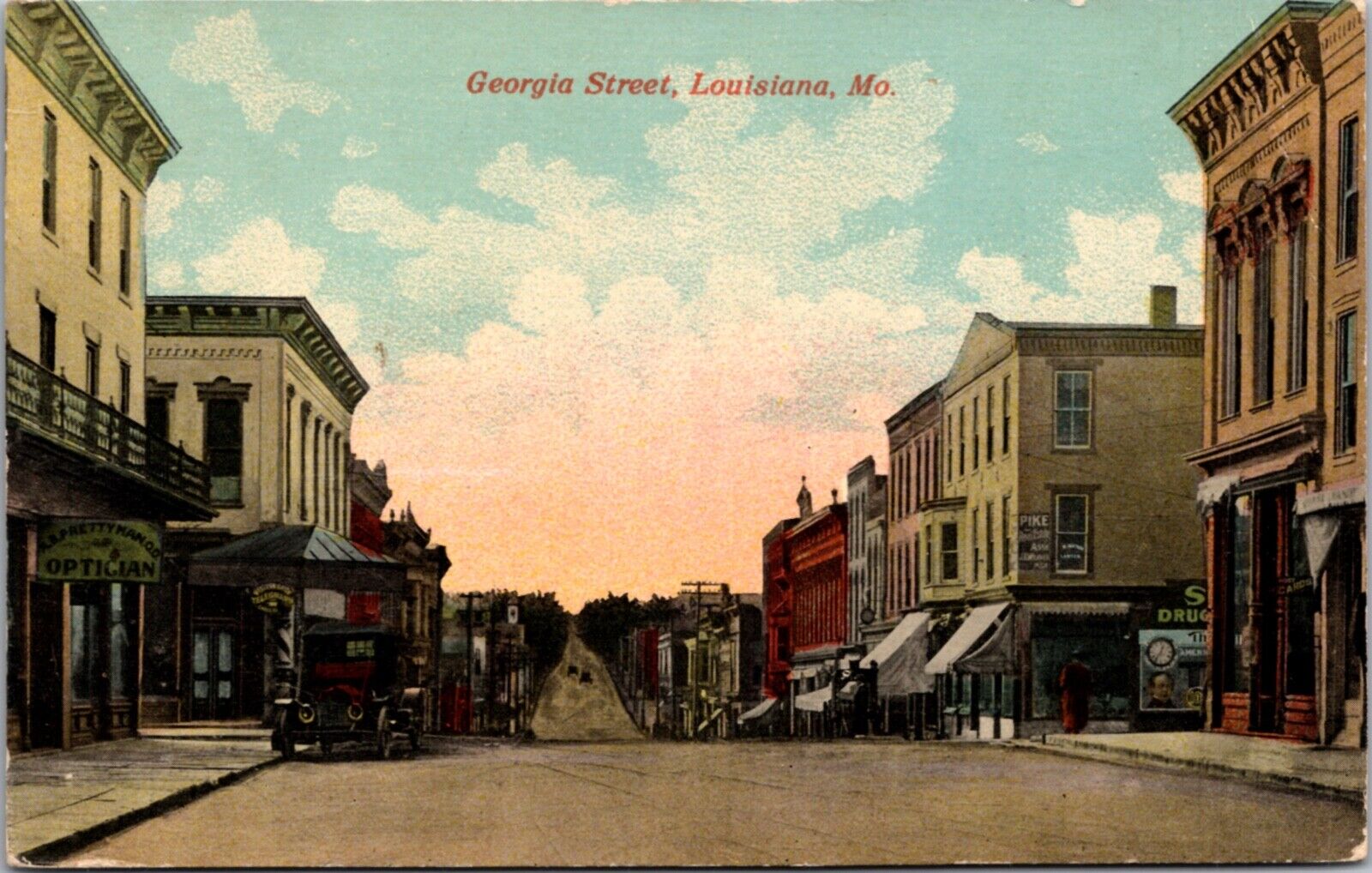 Postcard Georgia Street in Louisiana, Missouri