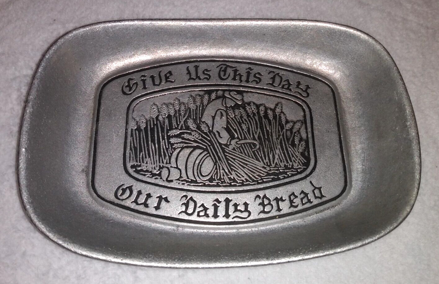 Vintage International Silver Co Give Us This Day Our Daily Bread Trinket Tray