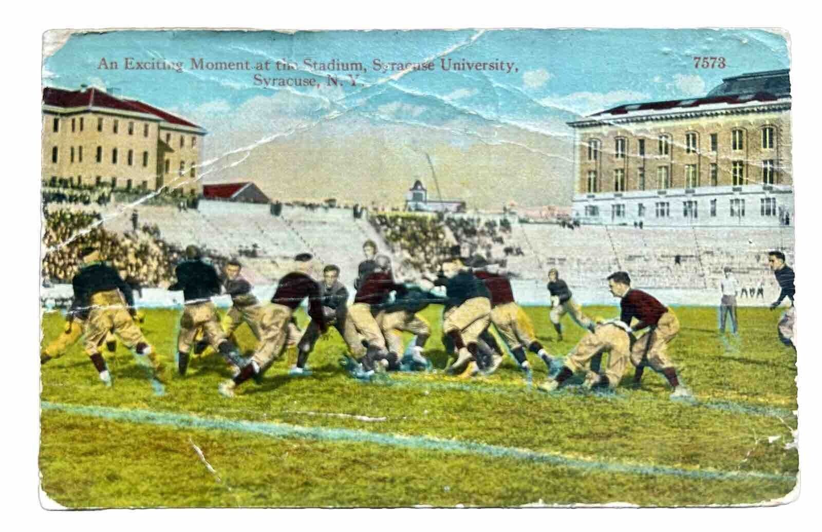 Exciting Moment Stadium Syracuse University Football Syracuse NY Postcard 1923