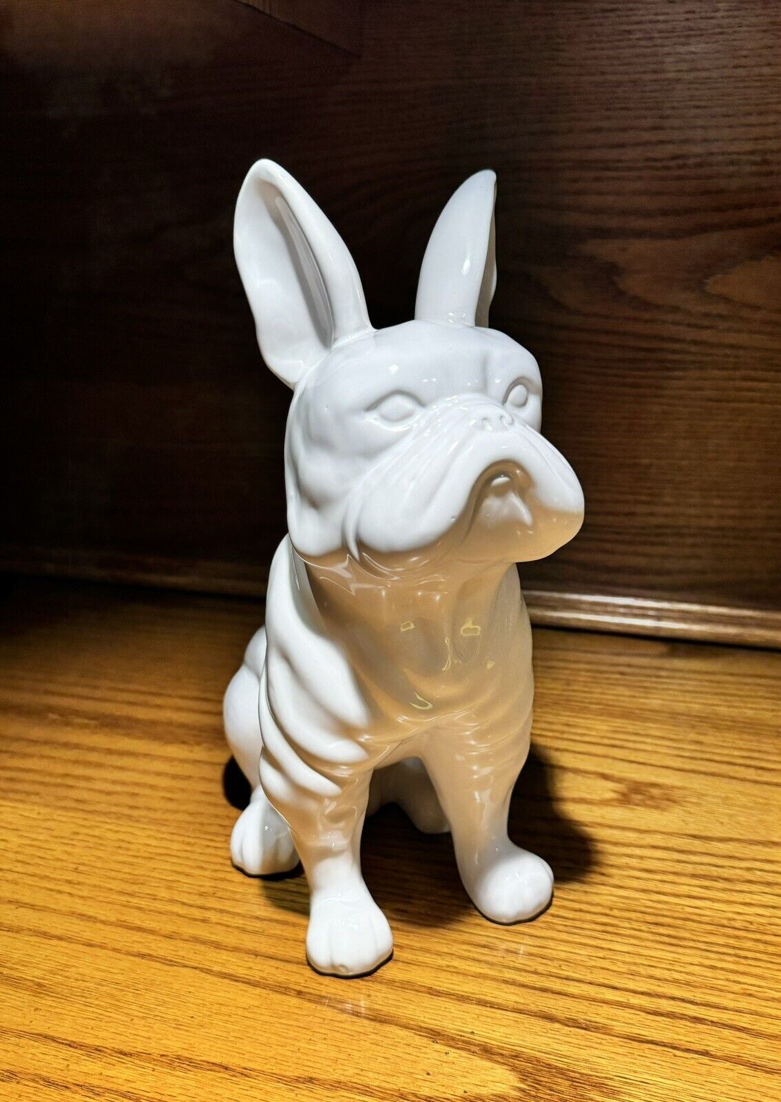Ceramic White Sitting French Bulldog Frenchie Coin Bank Piggy Bank 11 1/2 Inches