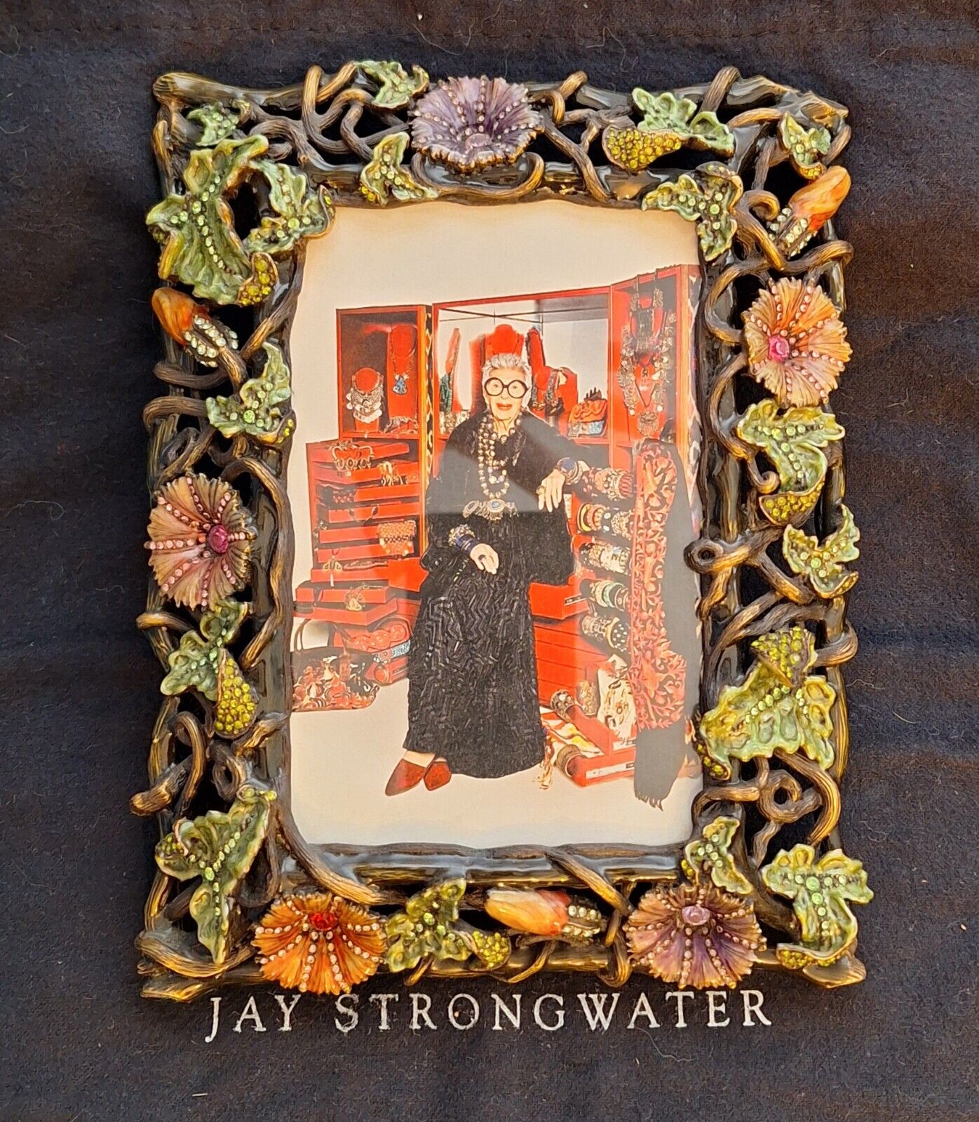 Jay Strongwater  Morning Glory Photo Frame ,  Pavé Swarovski crystals  8.5\