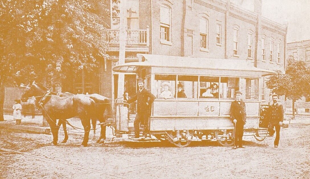 c1900 Reading Street Railway Car Horses, PA. Reproduction 1948, Unposted