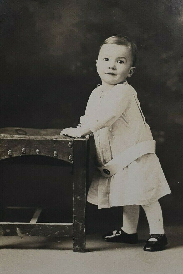 c.1900's Adorable Studio Baby Girl Antique RPPC 1910's