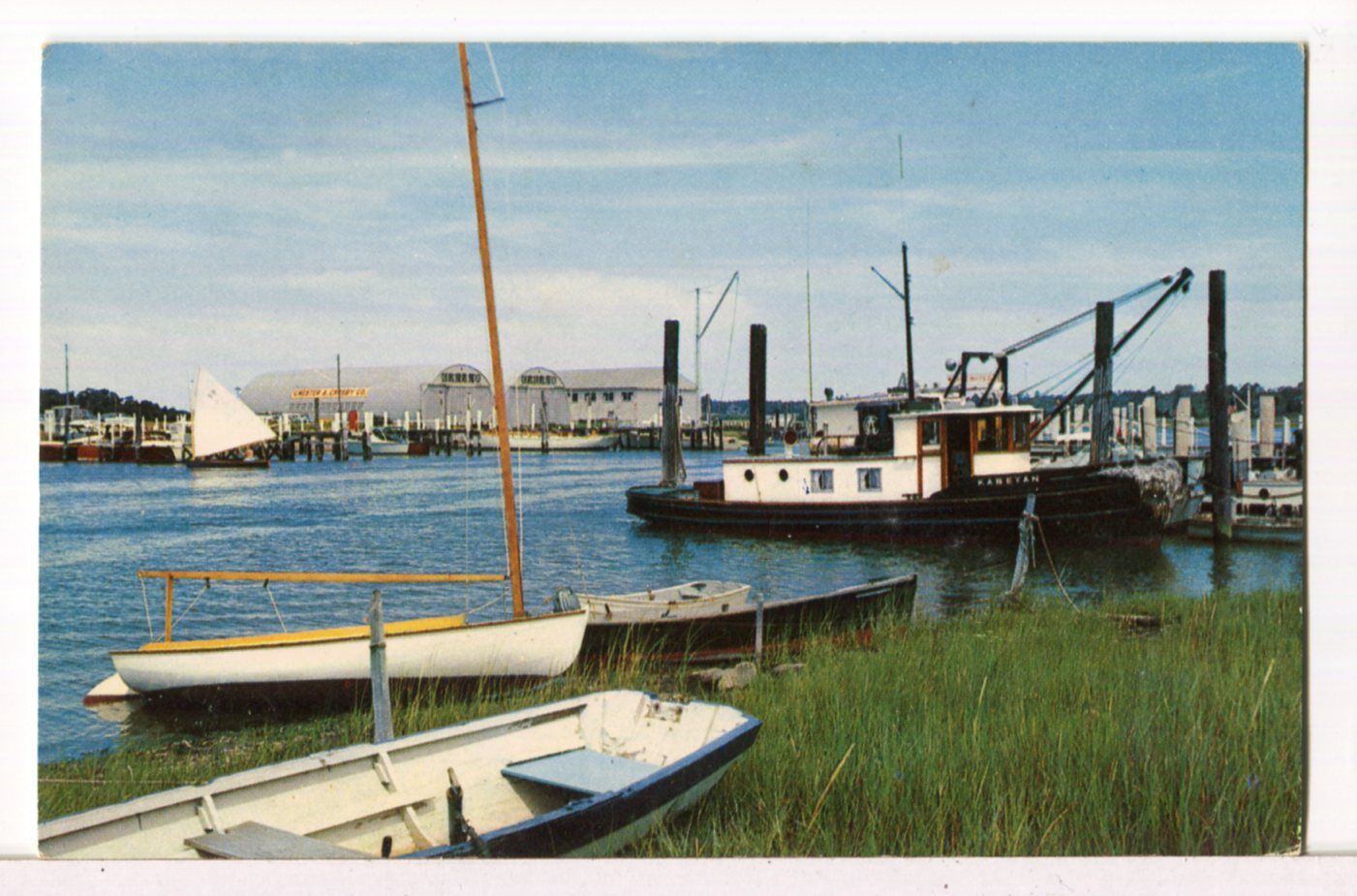 Workboat FABEYAN, Sailboats, Osterville Harbor, Cape Cod MA 1950s Boats Postcard