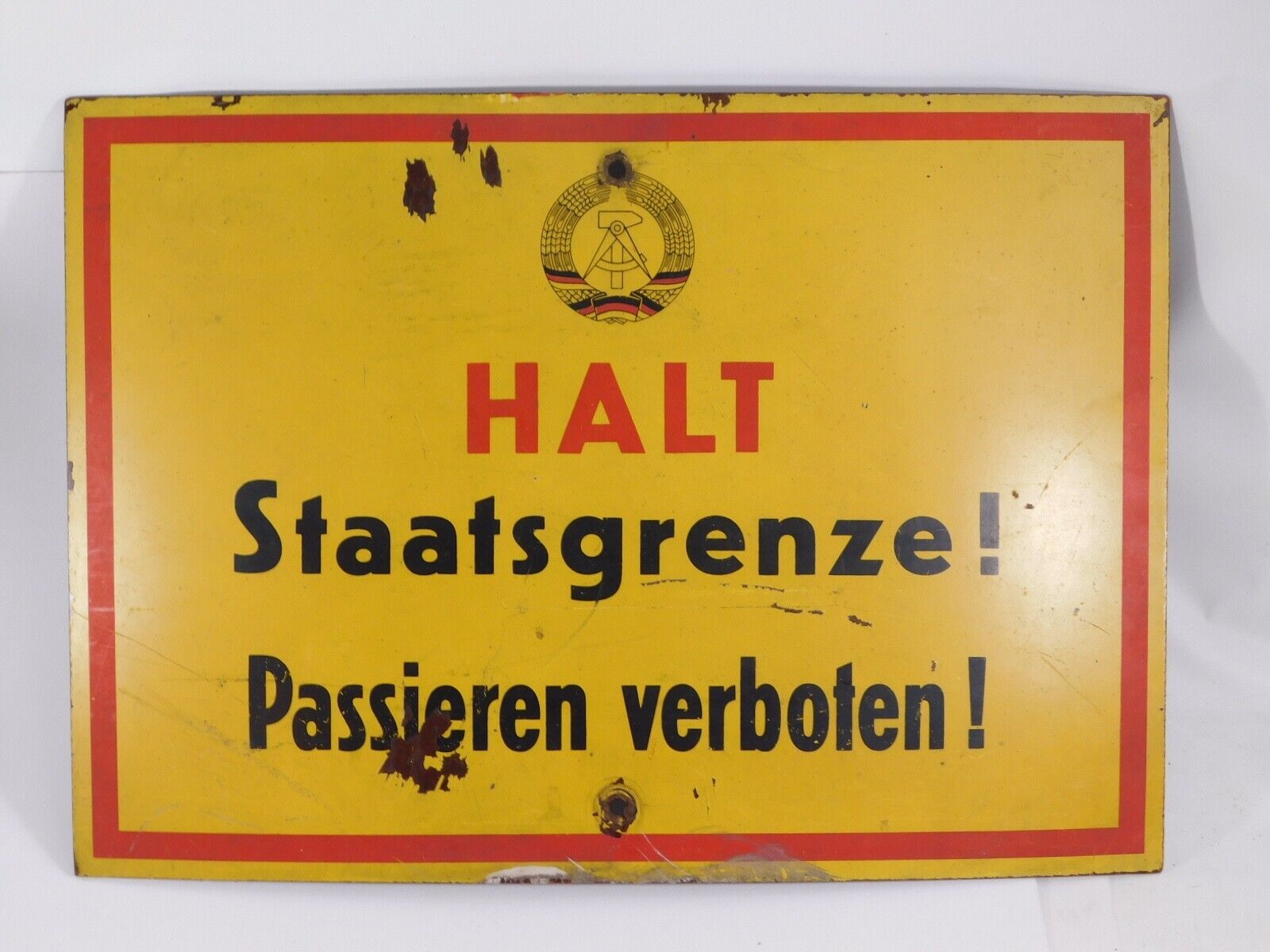 An original cold-war DDR / GDR east German border sign, (23X16