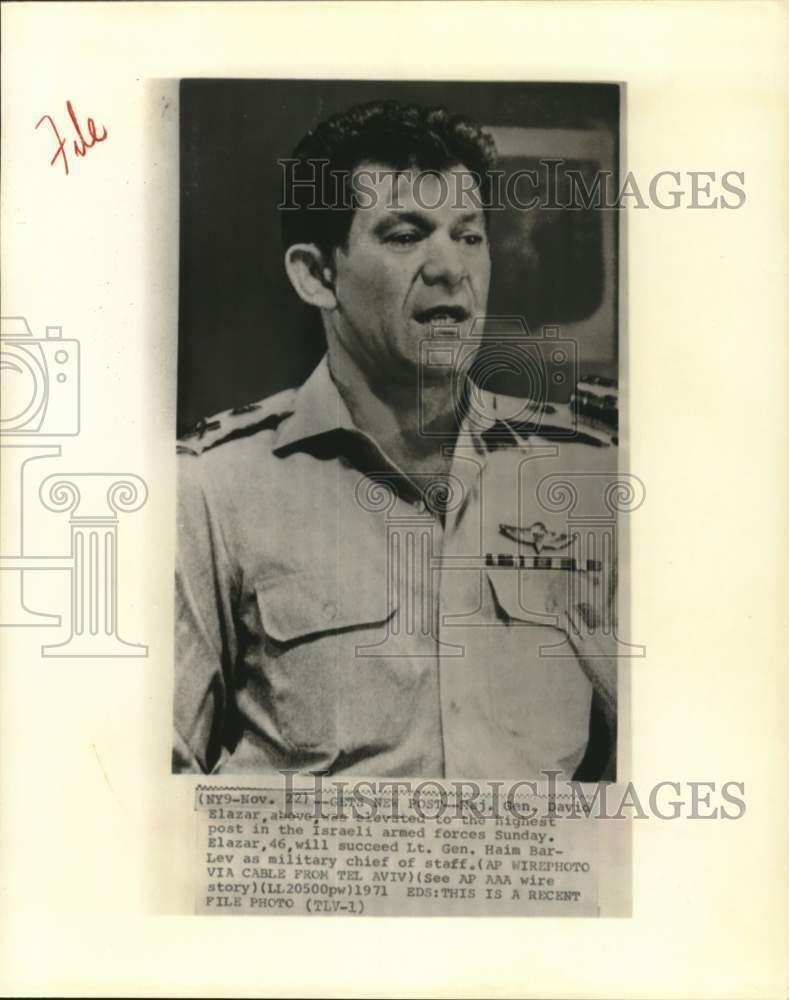 1971 Press Photo Israeli armed forces Major General David Elazer - hcw12273