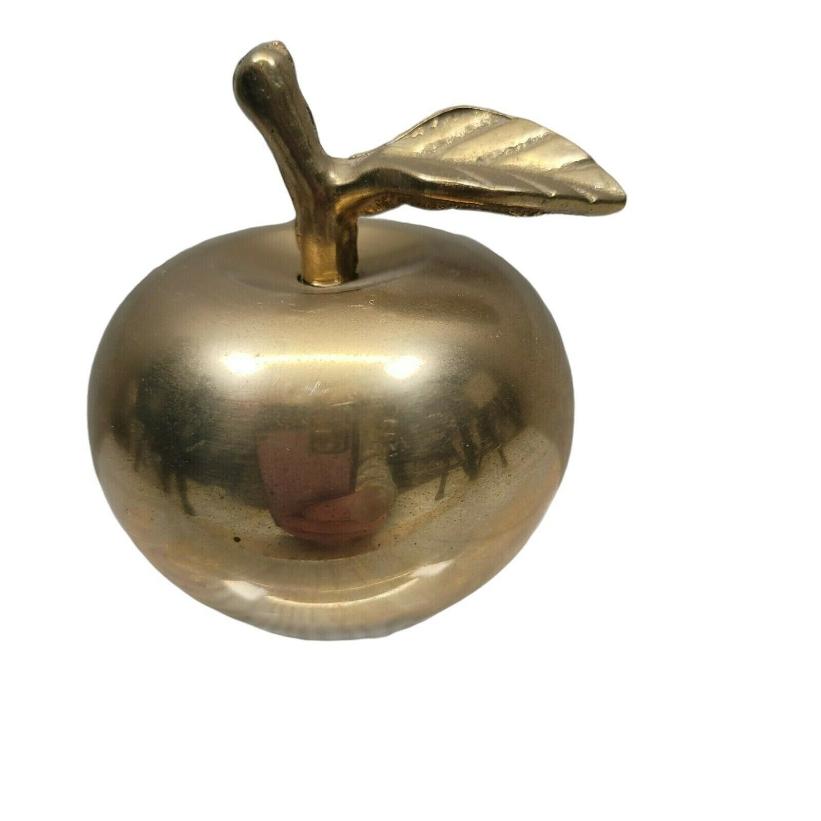 Gold Brass Apple Dinner Bell Fruit Teacher Gift Farmhouse Decor Kitchen Vintage
