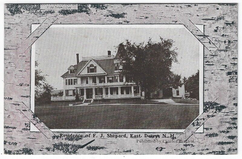 East Derry,  New Hampshire, Vintage Postcard View of Residence of F.  J. Shepard