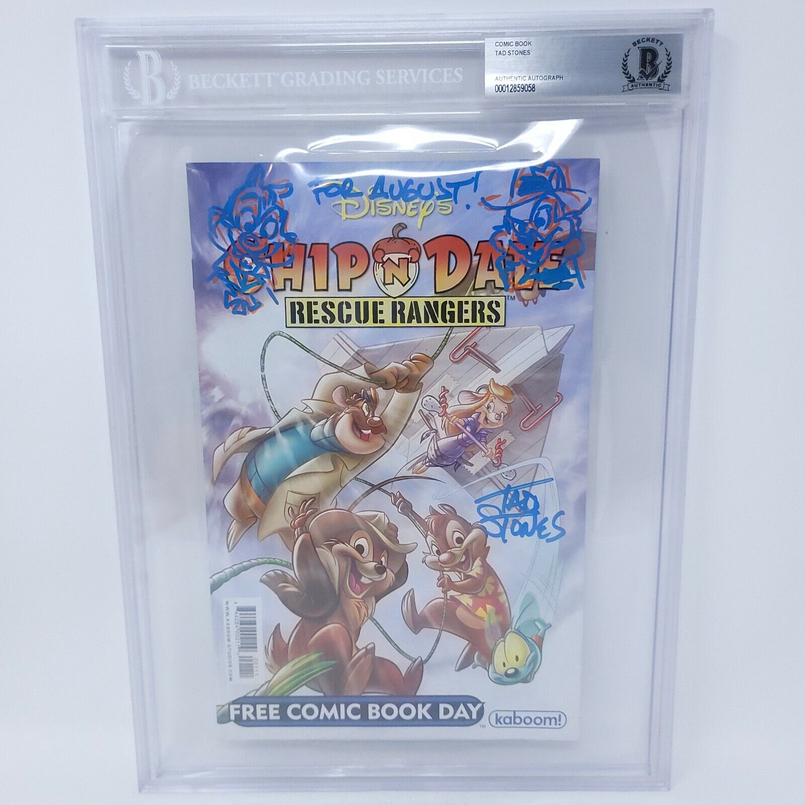 Tad Stones Signed Comic Book Chip and Dale\'s Rescue Rangers Beckett Slabbed