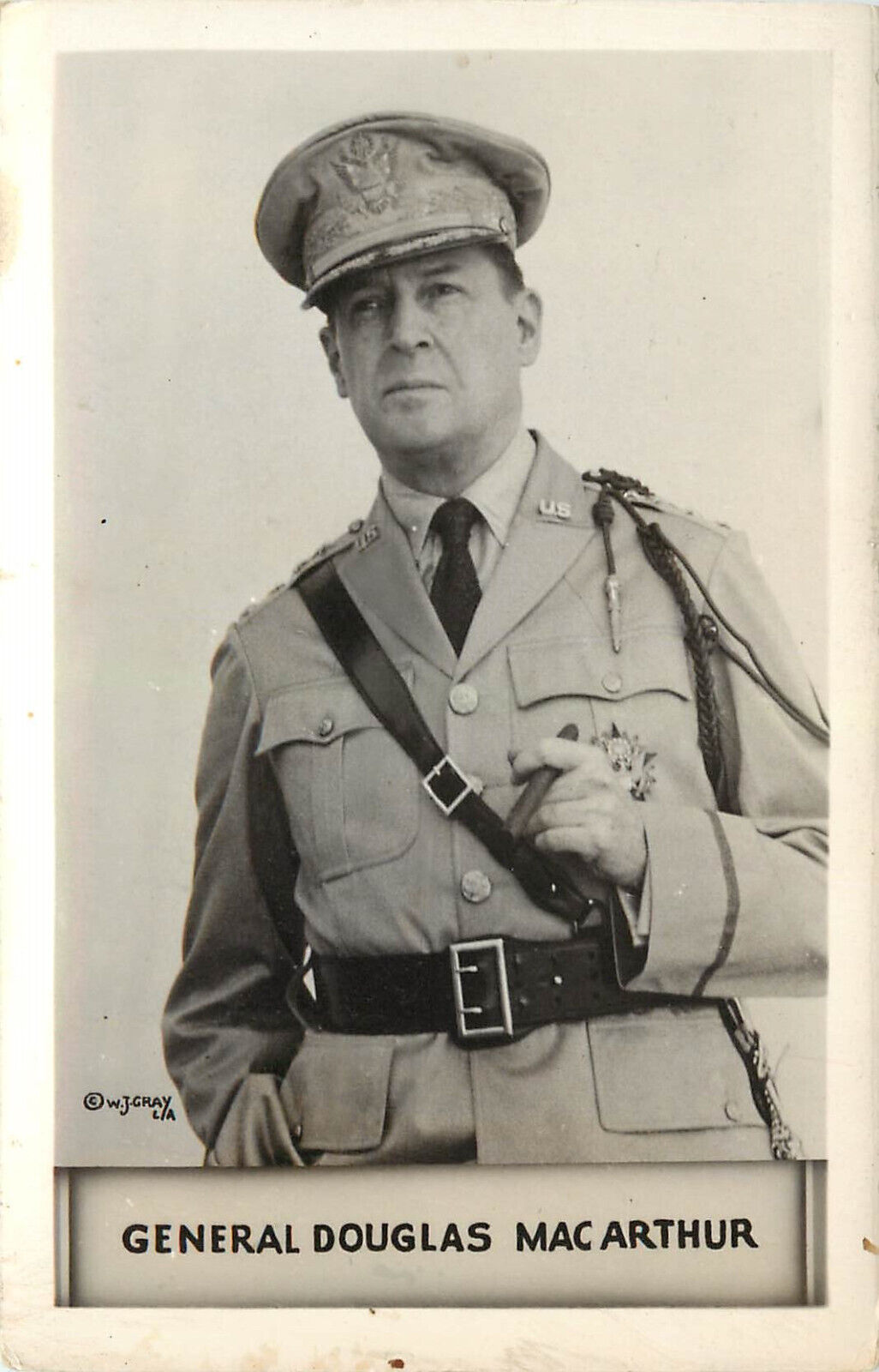 RPPC Postcard General Douglas MacArthur With Cigar Wj Gray Photo