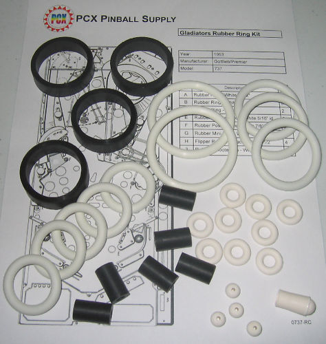 1993 Gottlieb/Premier Gladiators Pinball Machine Rubber Ring Kit