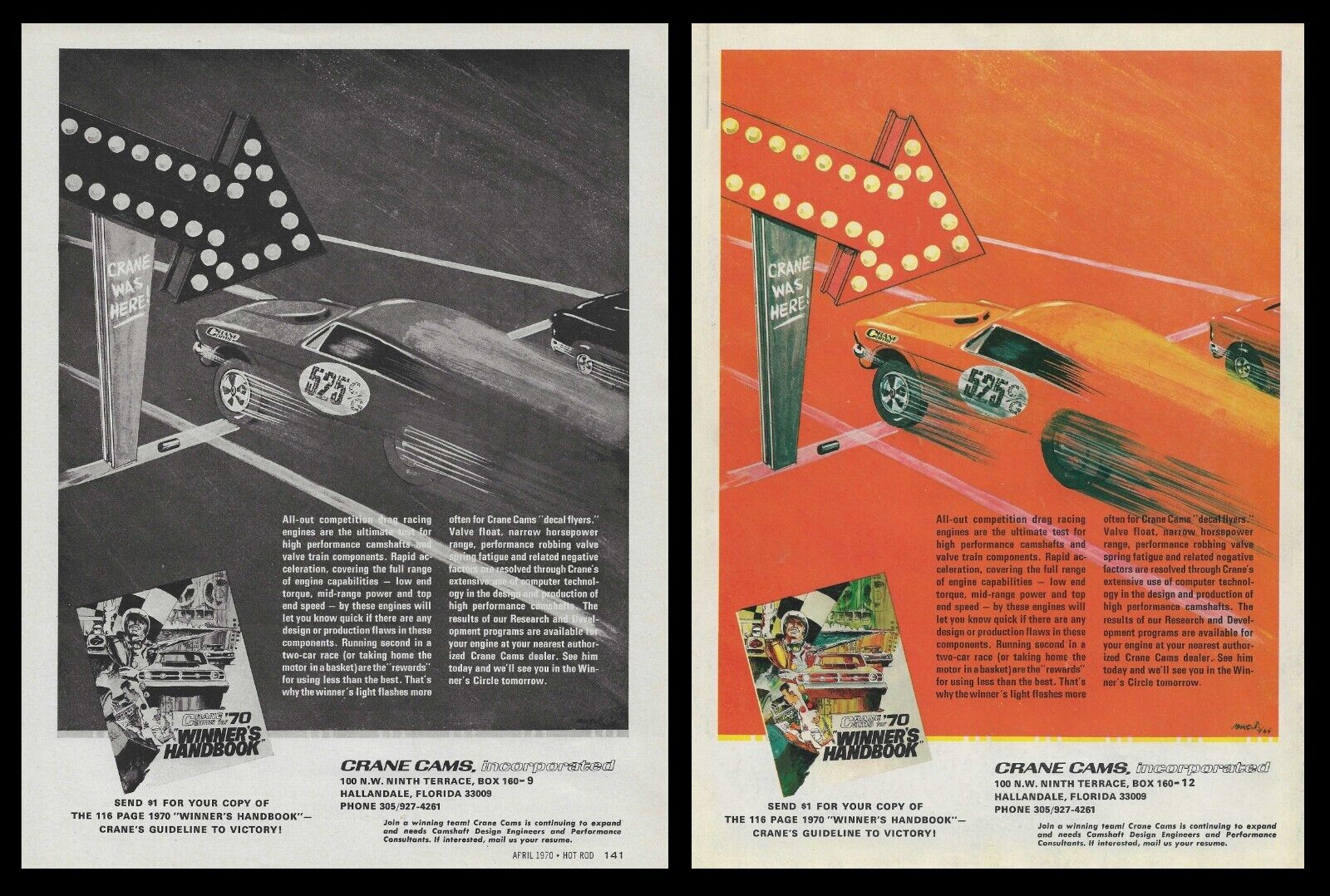 1970 Ford Mustang 2 Ad Lot Crane Cams Vintage Magazine Advertisement 1969 69 70