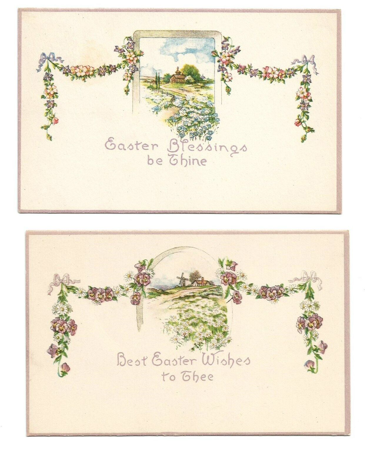 Easter Greeting Postcards Floral Scenic
