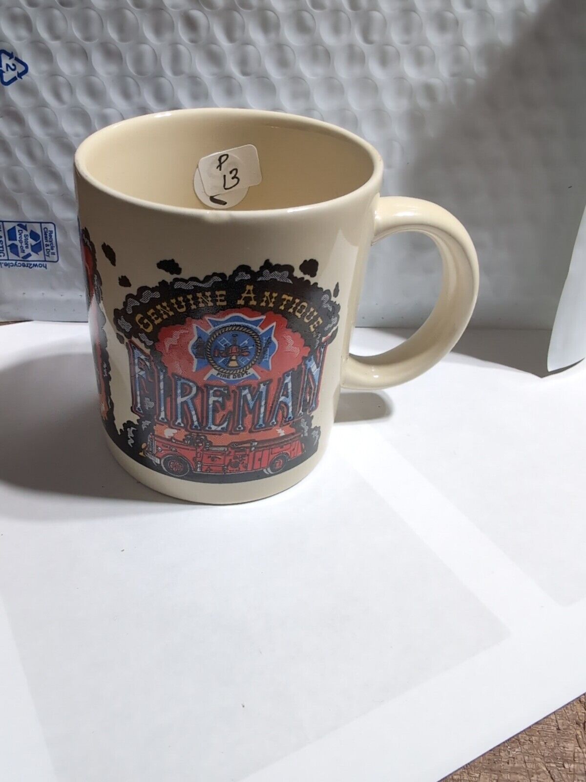 P13 Genuine Antique Fireman Cup Mug
