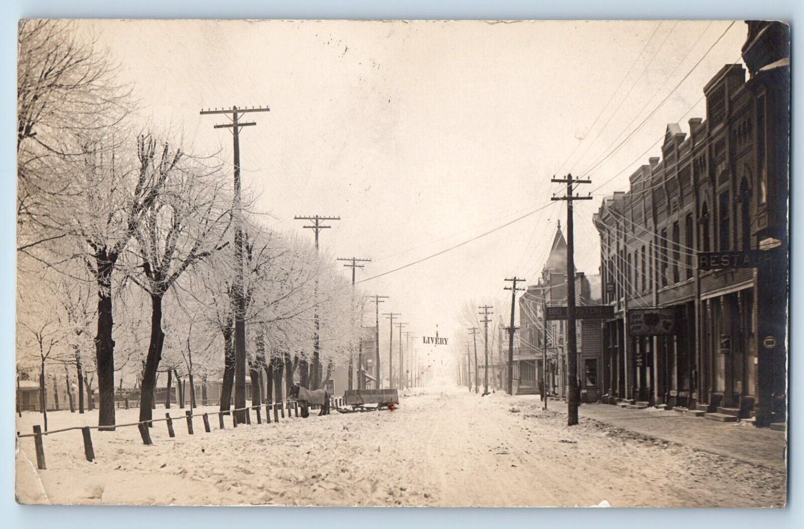 St. James Minnesota MN Postcard RPPC Photo 1st Avenue South Winter Scene 1911