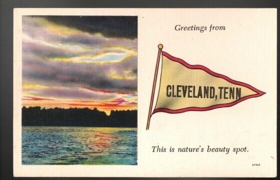 Lot of 2 Cleveland Tennessee Pennant Linen Postcards Not Posted EX-NM