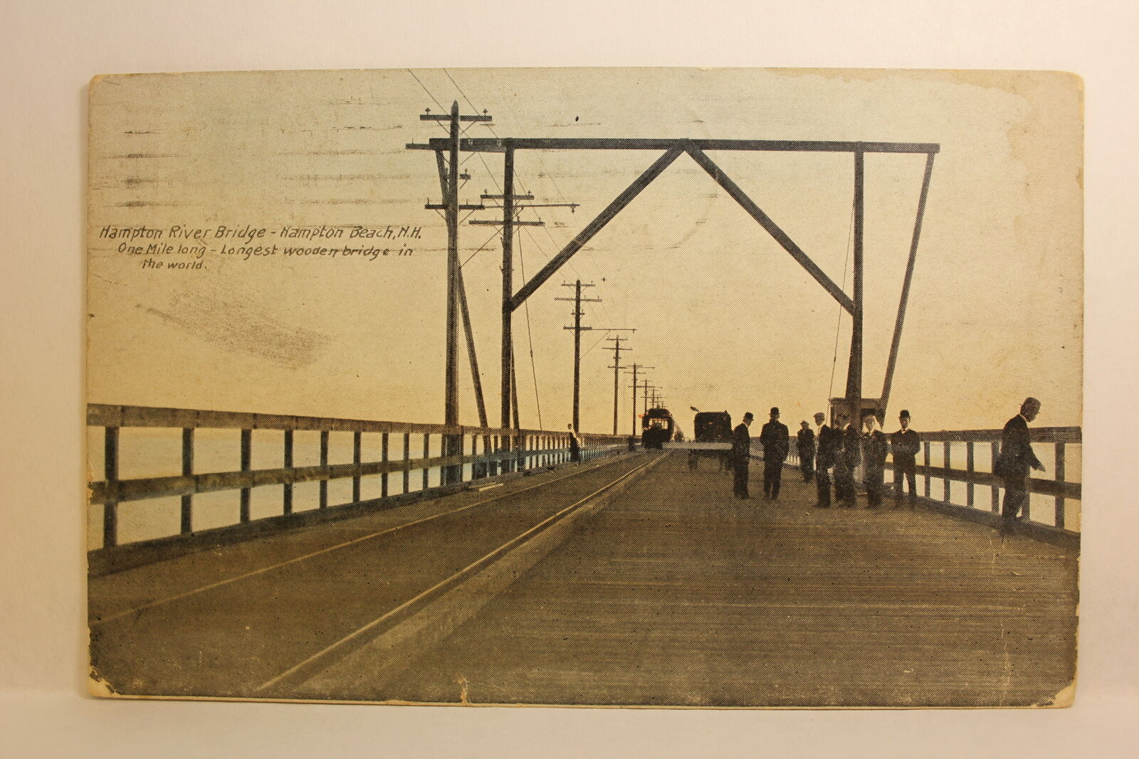 Postcard Hampton River Bridge People On Bridge Hampton Beach NH K8