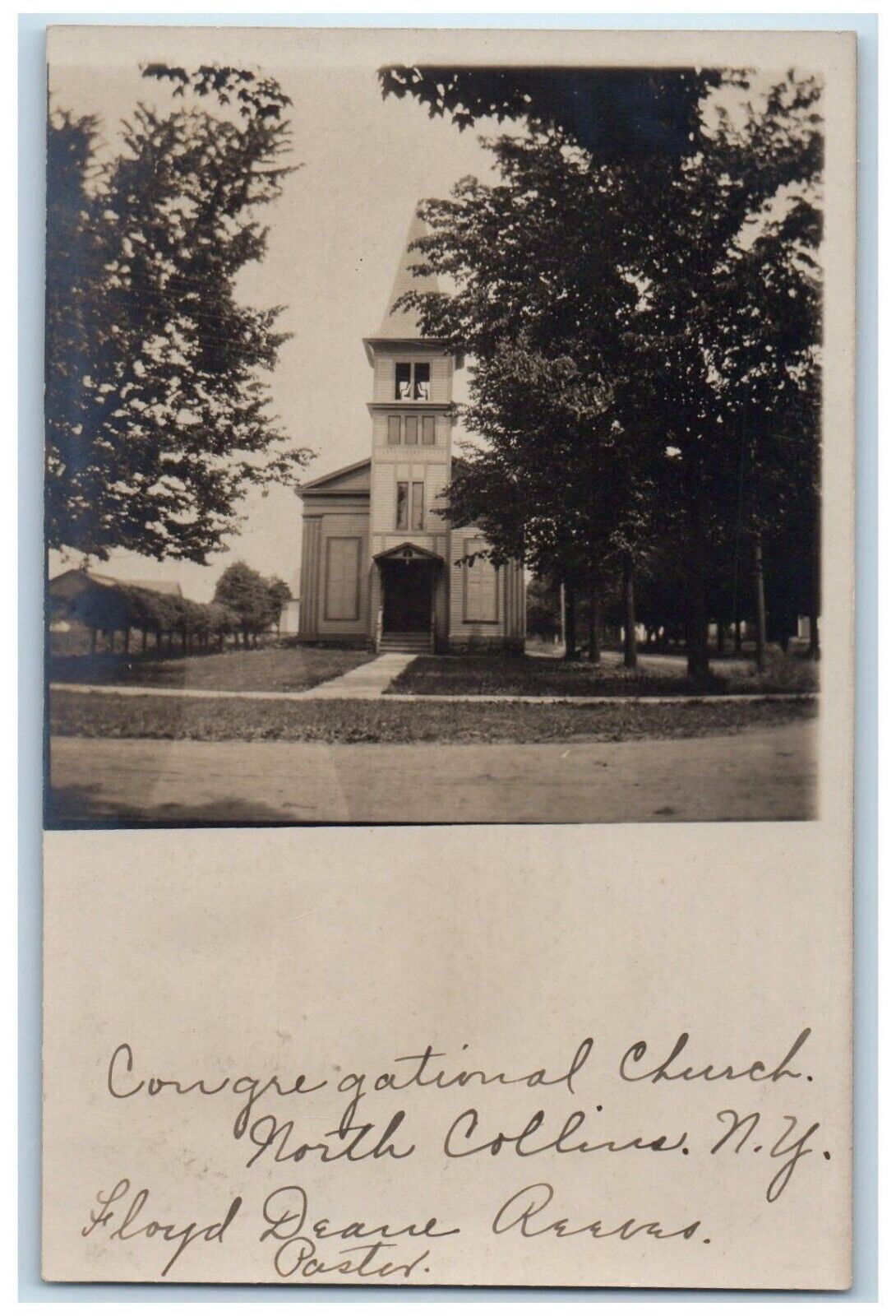 c1905 Congregational Church Bell Tower Collins New York NY RPPC Photo Postcard