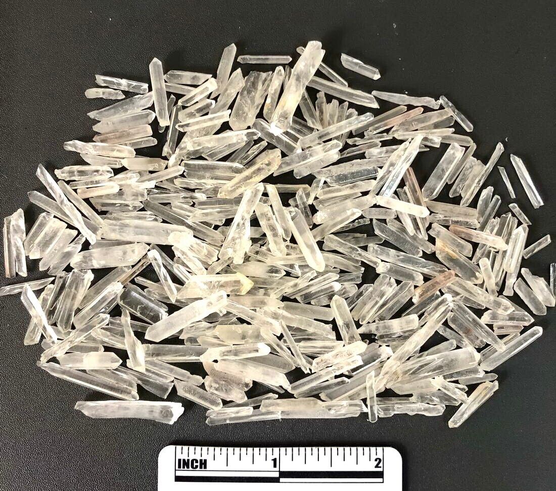 2 oz Thin Needle Points Natural Raw Clear Quartz Crystal Tiny Wands