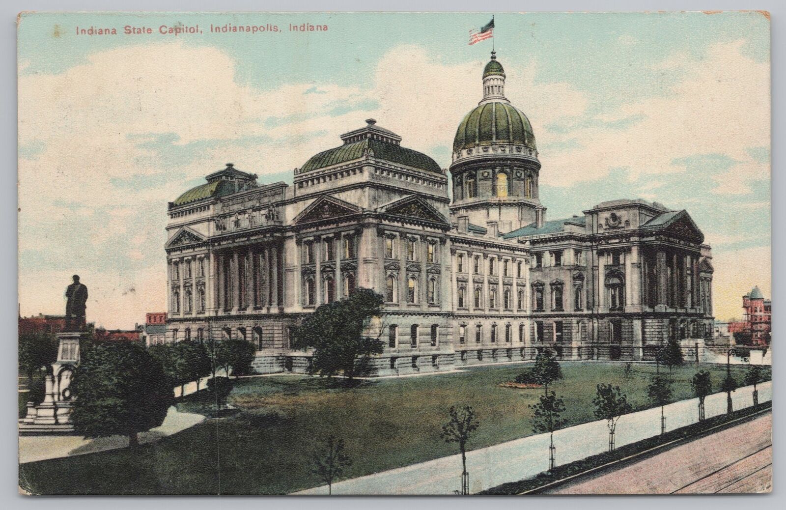 State View~Indiana Capital Bldg~Full Scene In Indianapolis 1909~Vintage Postcard