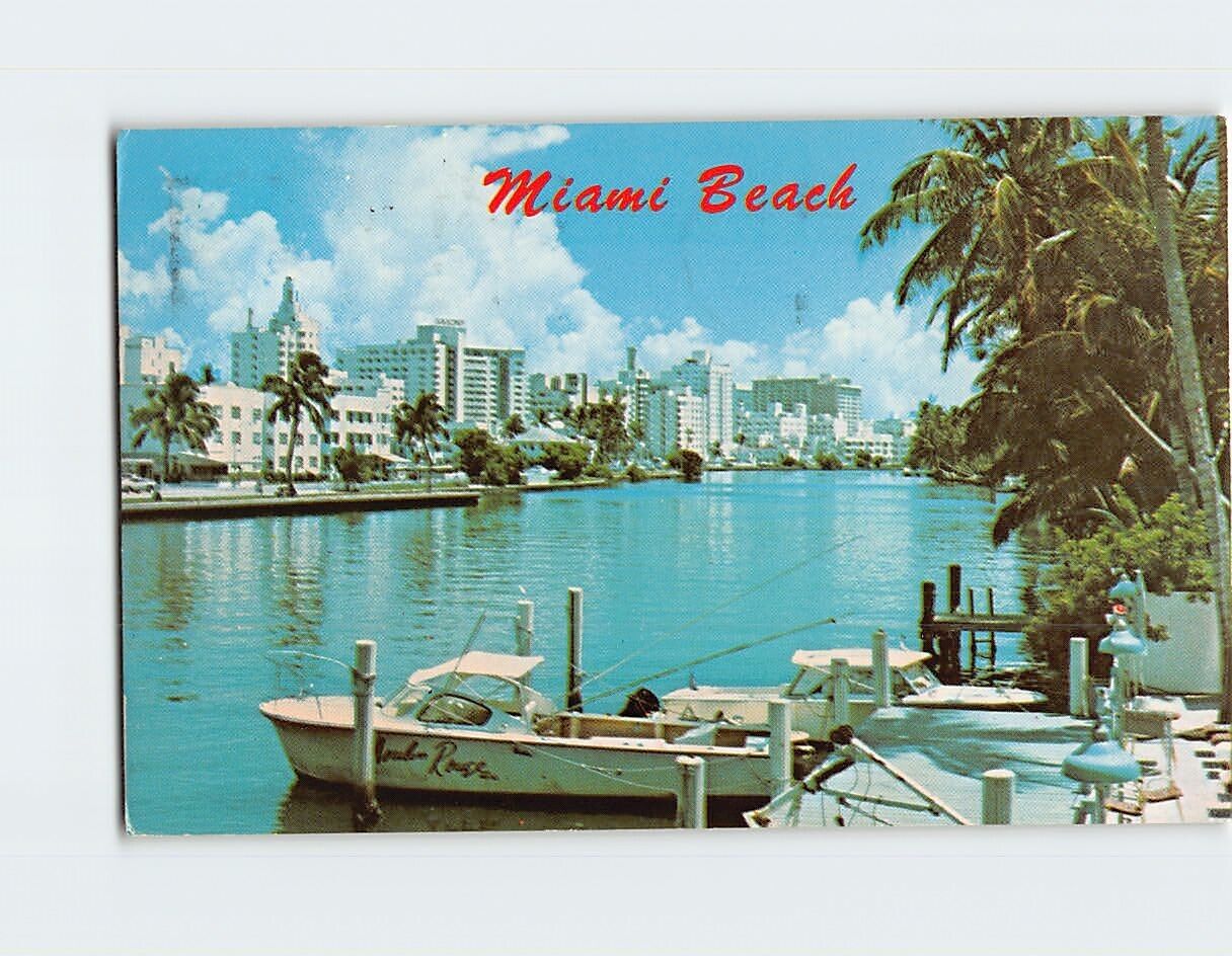 Postcard Indian Creek Waterway Miami Beach Florida USA