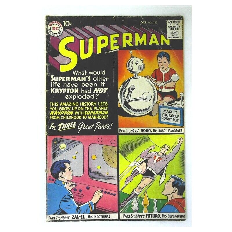 Superman (1939 series) #132 in Very Good minus condition. DC comics [e]
