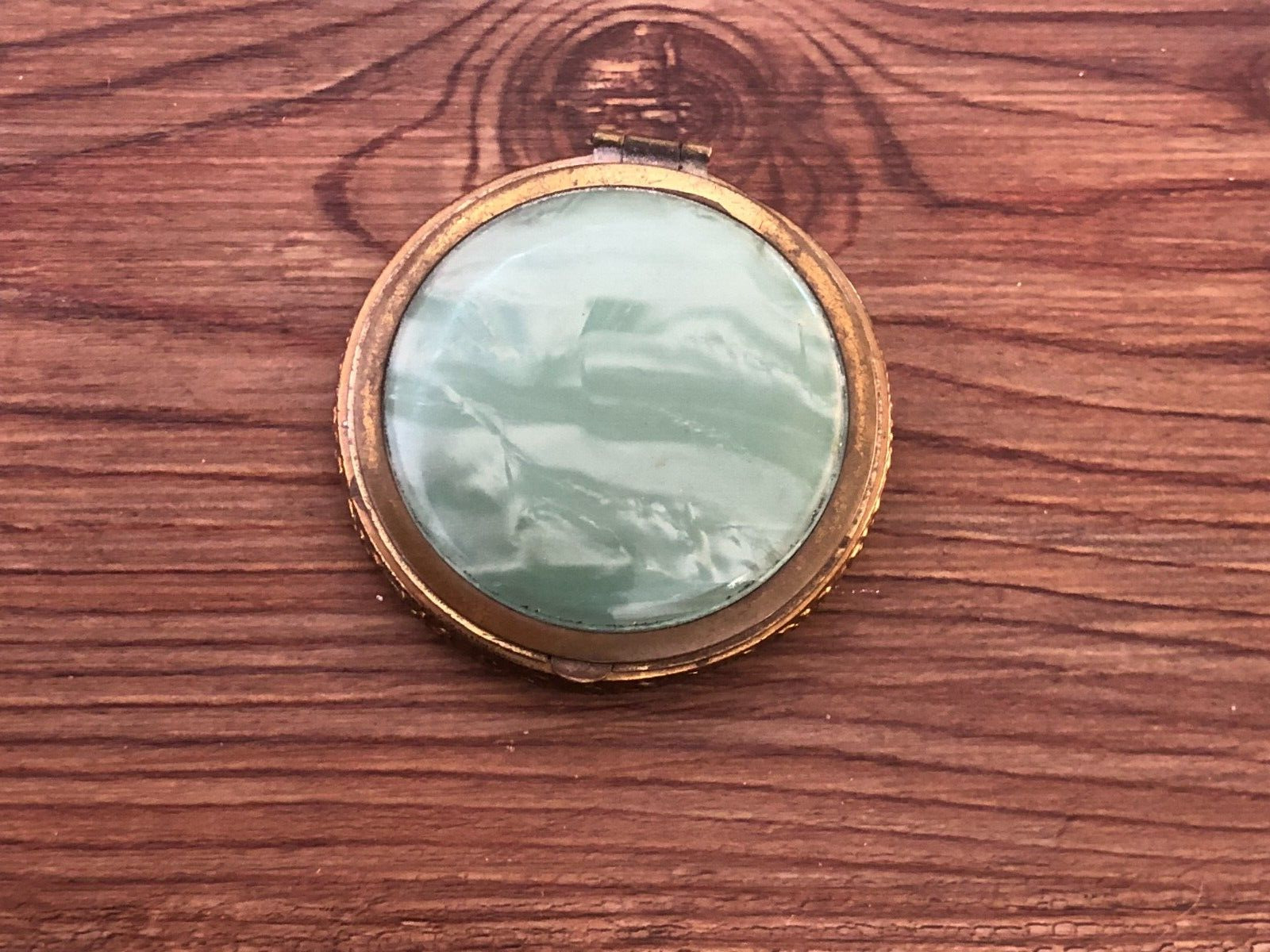Vintage Unusual Green celluloid compact with Mirror on Bottom and one inside