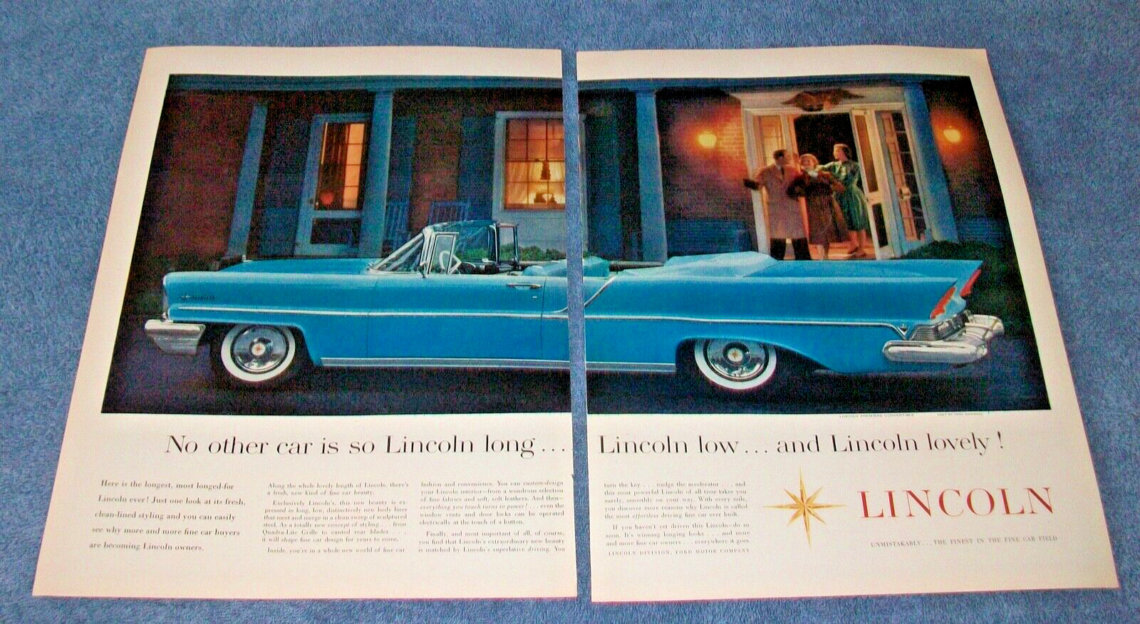 1957 Lincoln Premiere convertible Vintage 2pg Ad 