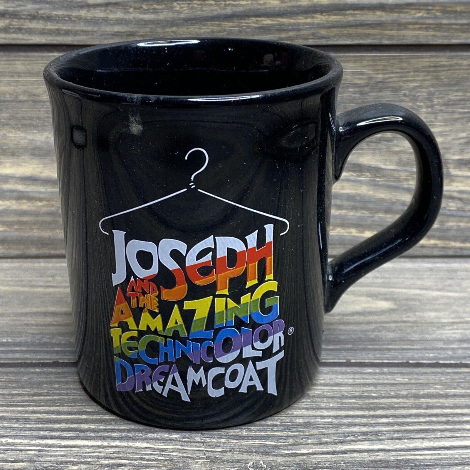 Vintage Joseph and the Amazing Technocolor Dreamcoat Souvenir Black Coffee Mug 