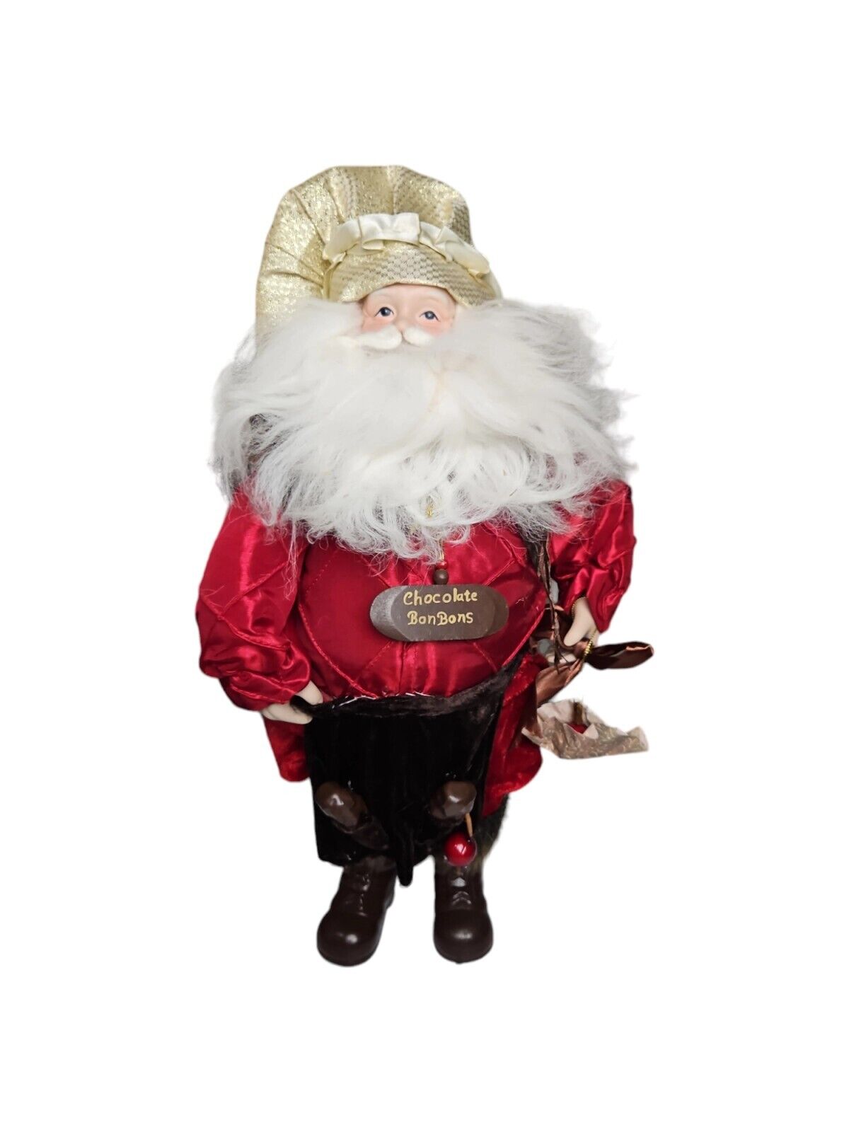 Vintage Chocolate Chef Santa Claus Christmas Figurine~Porcelain Face~ 17.5\