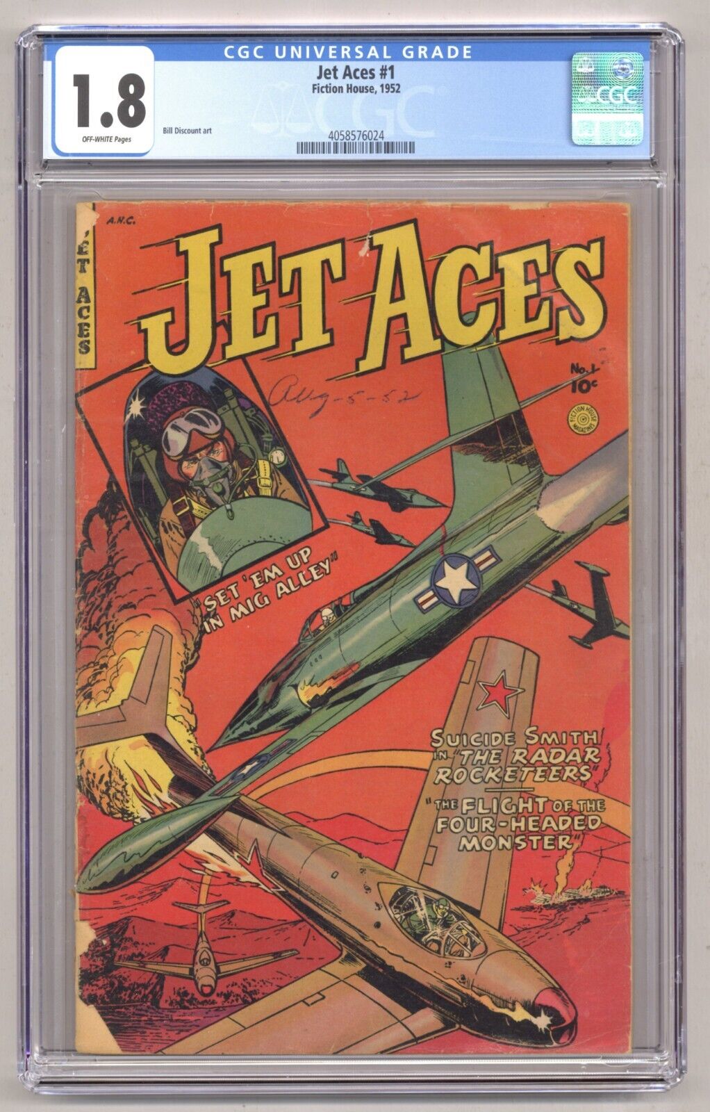 Jet Aces #1 (CGC 1.8) Bill Discount art 1952 Fiction House N956