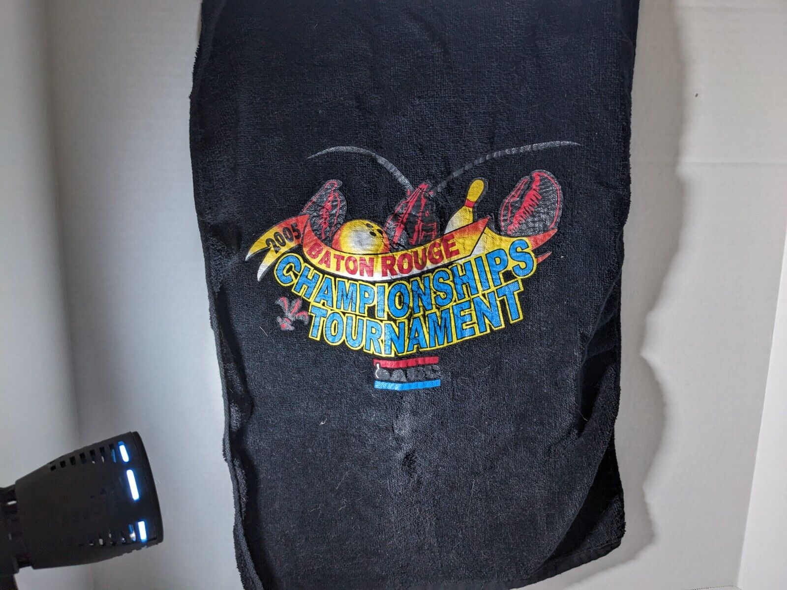 Vintage 2005 ABC Baton Rouge Championship Crawfish Crawdaddy Black Towel Cajun