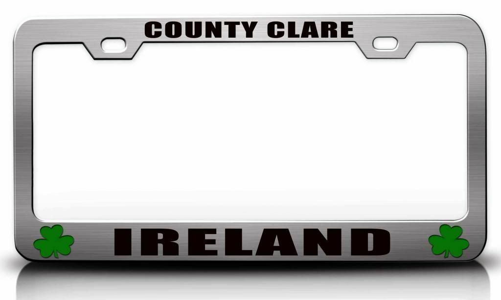 COUNTY CLARE IRELAND Irish Flag Steel License Plate Frame