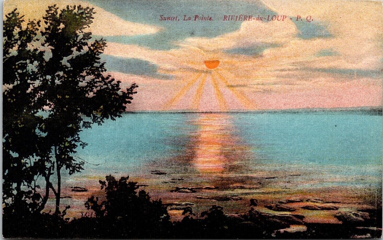 La Pointe Riviere Du Loup Quebec Canada Scenic Sunset DB WOB Postcard