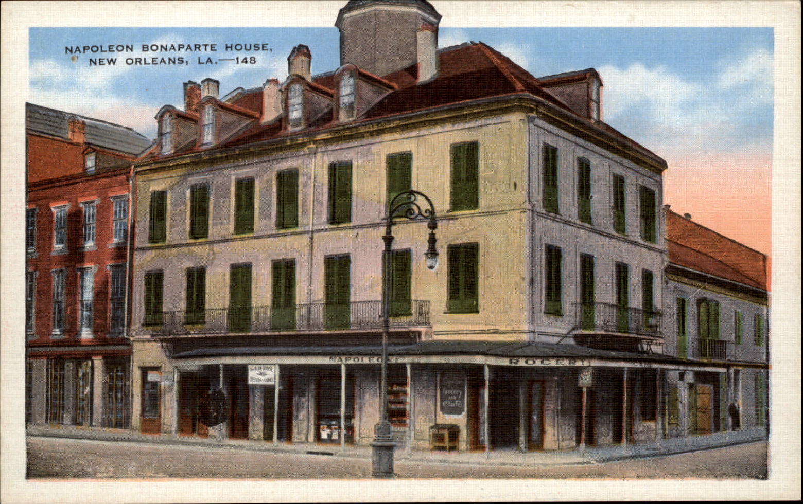 Louisiana New Orleans Napoleon Bonaparte House 1940s linen ~ postcard sku535