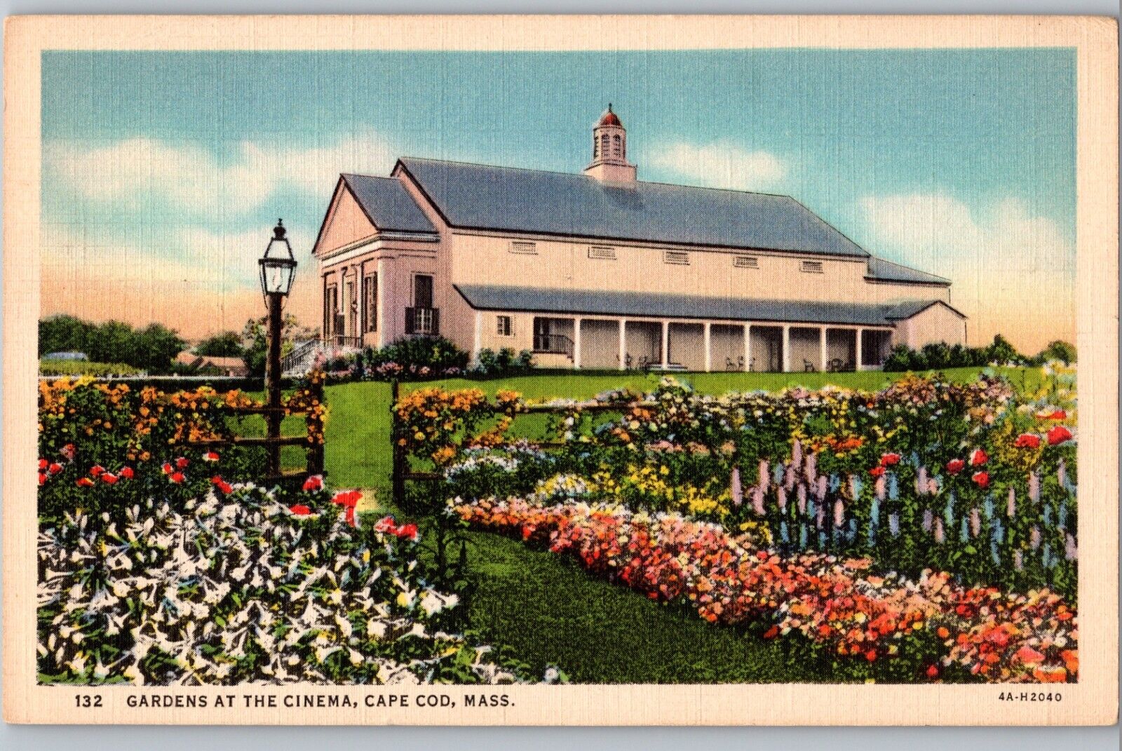C1940 Gardens At The Cinema King\'s Highway Dennis Cape Cod Ma Postcard