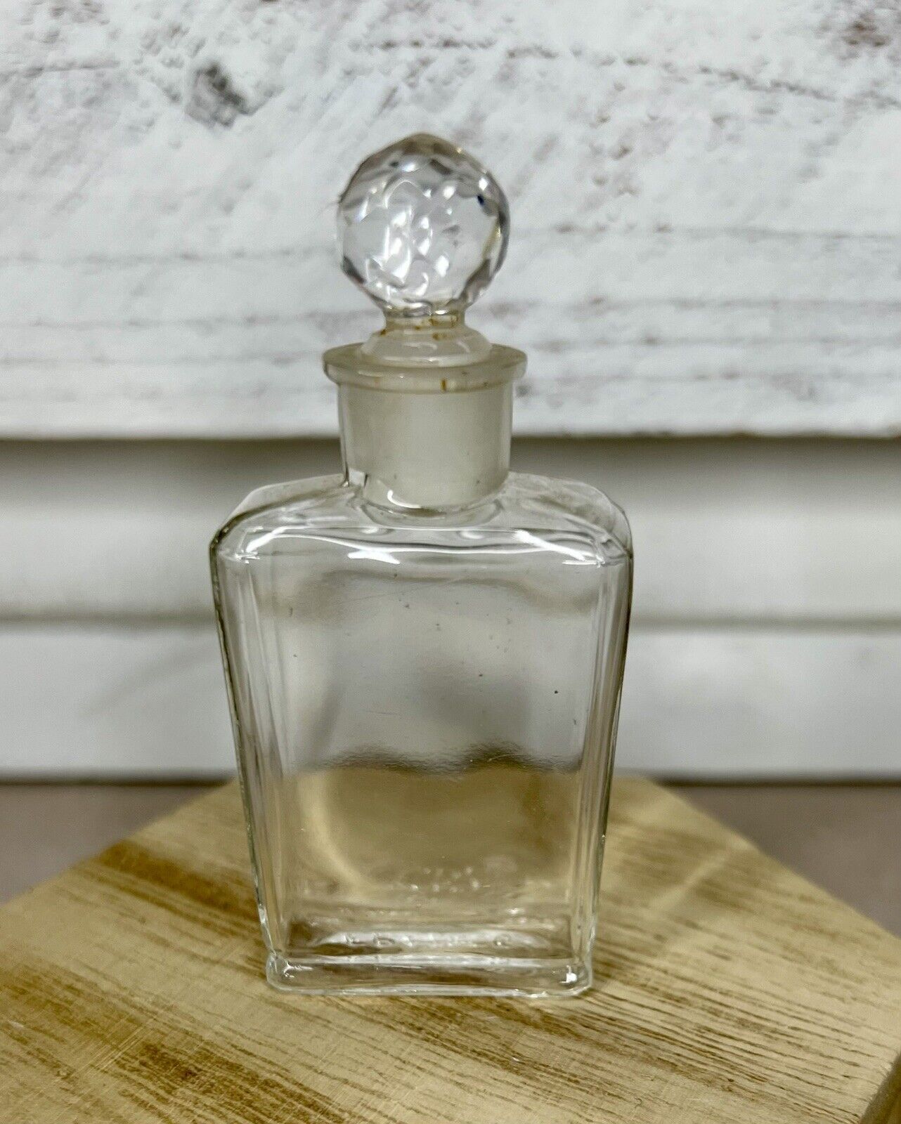 Antique Vintage Faceted Stopper French Perfume Clear Bottle Collectible