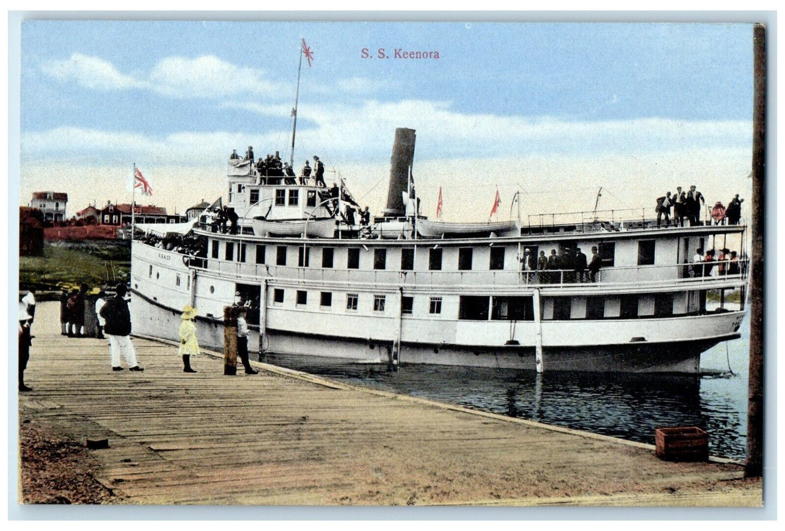 c1910 S.S. Keenora Passenger Steamboat in Landing View Canada Postcard