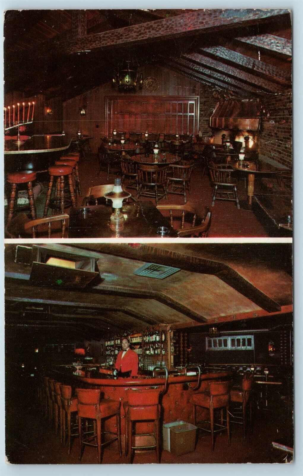 Postcard CA Oxnard California Colonial House Dining Room & Bar c1950s AF1