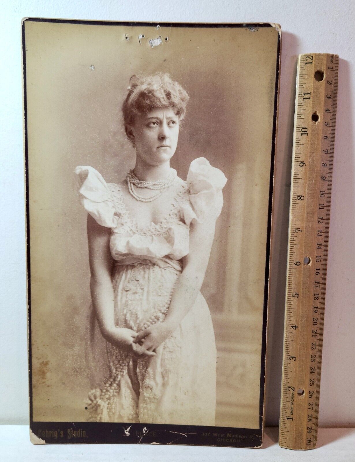 1890s actress Anna Boyle, Gehrig Studio, oversized cabinet card photo history