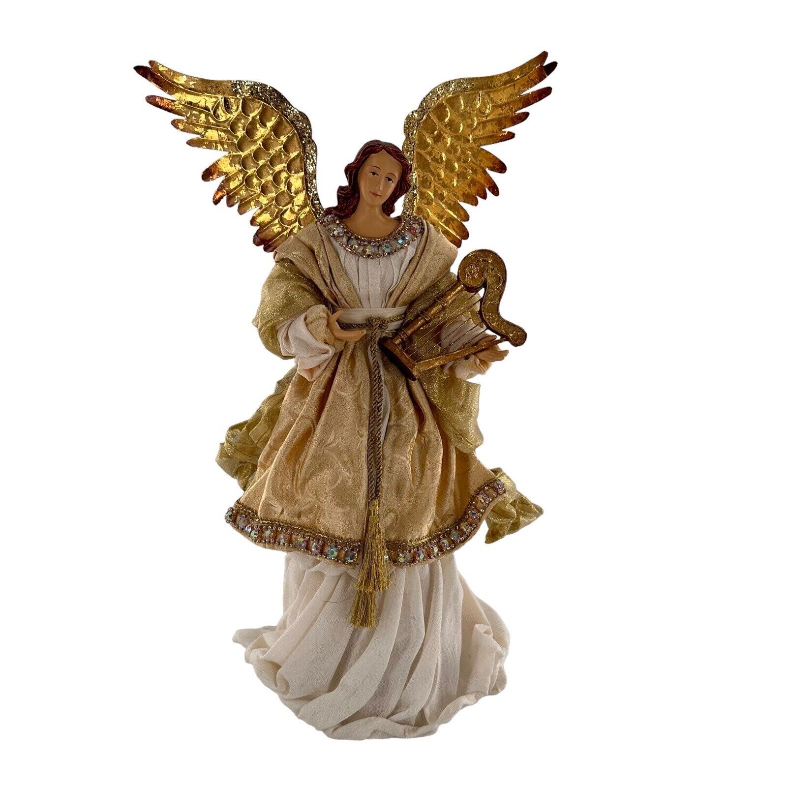Balsam Hill ANGEL GOLD CHRISTMAS TREE TOPPER 18” Hand Painted Crafted Holiday