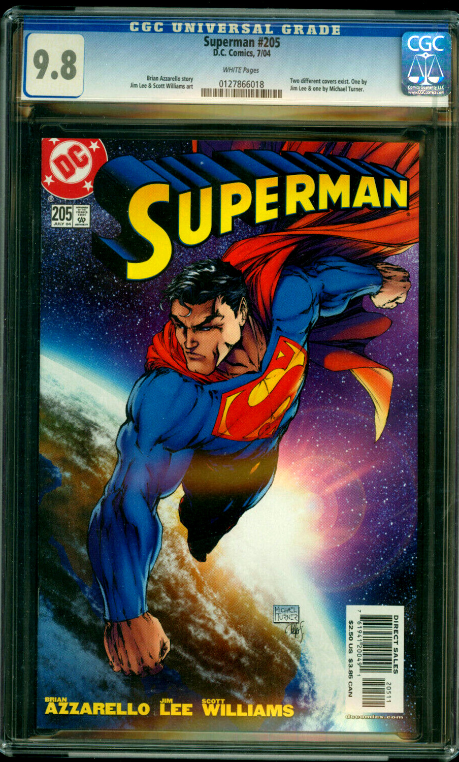 SUPERMAN #205 Michael Turner Variant CGC 9.8 NM/Mint 2004 204 DC Comic