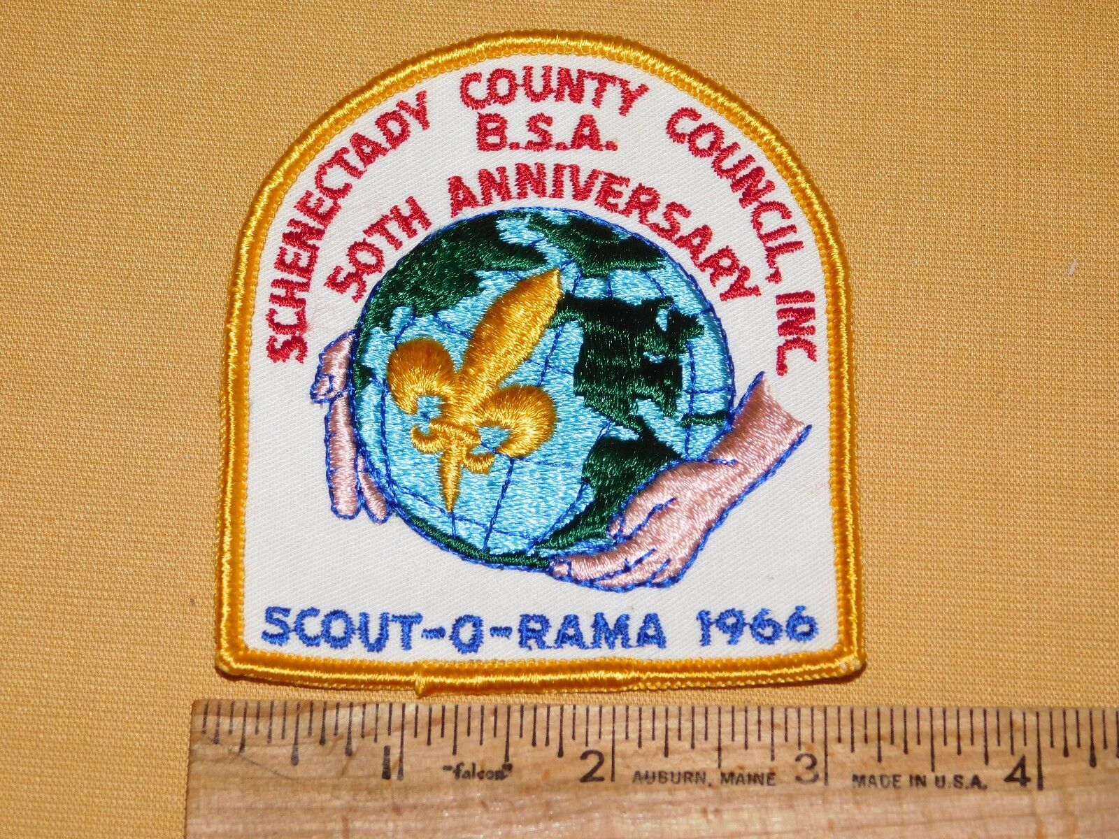 VINTAGE BSA BOY SCOUTS OF AMERICA PATCH 1966 SCHENECTADY 50TH ANNIV SCOUT-O-RAMA