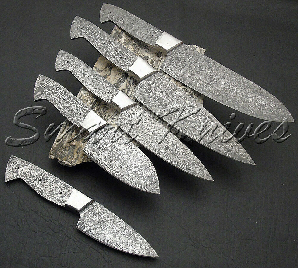 SMART KNIVES HAND MADE DAMASCUS STEEL SET OF FIVE PCs CHEF KNIFE KITCHEN BLANKS